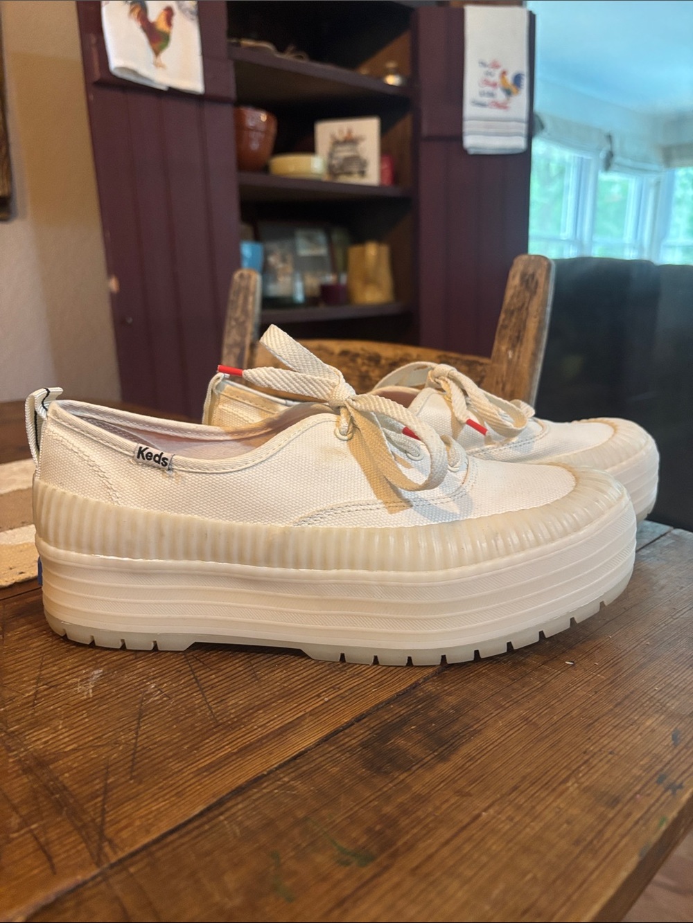 Keds Cream The Platform Canvas Sneakers with Thick Sole
